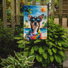 Load image into Gallery viewer, Black and Tan Chihuahua Summer Beach Time Garden Flag