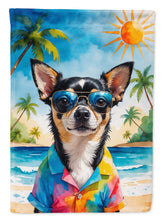 Load image into Gallery viewer, Black and Tan Chihuahua Summer Beach Time Garden Flag