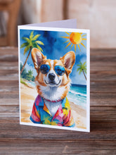 Load image into Gallery viewer, Corgi Summer Beach Time Greeting Cards Pack of 8