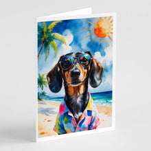 Load image into Gallery viewer, Dachshund Summer Beach Time Greeting Cards Pack of 8