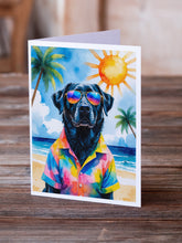 Load image into Gallery viewer, Black Labrador Retriever Summer Beach Time Greeting Cards Pack of 8