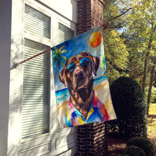 Load image into Gallery viewer, Chocolate Labrador Retriever Summer Beach Time House Flag