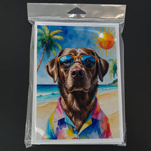 Load image into Gallery viewer, Chocolate Labrador Retriever Summer Beach Time Greeting Cards Pack of 8
