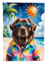 Load image into Gallery viewer, Chocolate Newfoundland Summer Beach Time House Flag