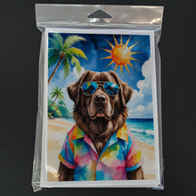 Load image into Gallery viewer, Chocolate Newfoundland Summer Beach Time Greeting Cards Pack of 8