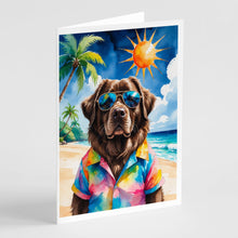 Load image into Gallery viewer, Chocolate Newfoundland Summer Beach Time Greeting Cards Pack of 8
