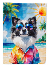 Load image into Gallery viewer, Pomeranian Summer Beach Time House Flag