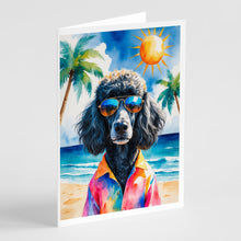 Load image into Gallery viewer, Black Poodle Summer Beach Time Greeting Cards Pack of 8