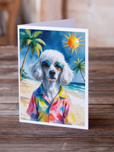 Load image into Gallery viewer, White Poodle Summer Beach Time Greeting Cards Pack of 8