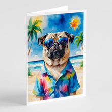 Load image into Gallery viewer, Pug Summer Beach Time Greeting Cards Pack of 8