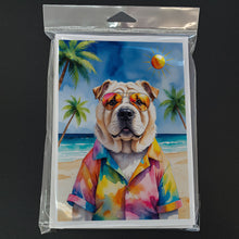 Load image into Gallery viewer, Shar Pei Summer Beach Time Greeting Cards Pack of 8