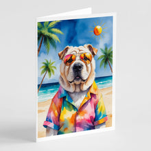Load image into Gallery viewer, Shar Pei Summer Beach Time Greeting Cards Pack of 8