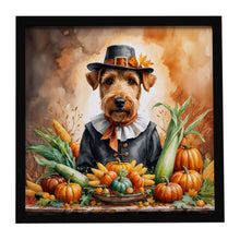 Load image into Gallery viewer, Airedale Terrier Thanksgiving Framed Metal Print