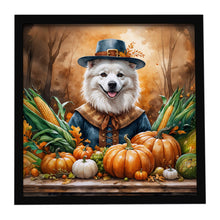 Load image into Gallery viewer, American Eskimo Thanksgiving Framed Metal Print