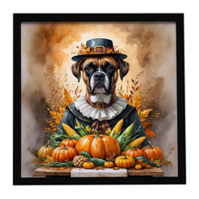 Load image into Gallery viewer, Boxer Thanksgiving Framed Metal Print