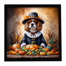 Load image into Gallery viewer, Cavalier Spaniel Thanksgiving Framed Metal Print
