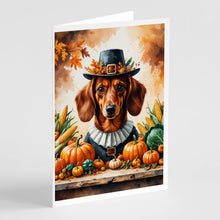 Load image into Gallery viewer, Red Brown Dachshund Thanksgiving Greeting Cards Pack of 8