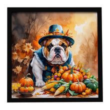 Load image into Gallery viewer, English Bulldog Thanksgiving Framed Metal Print