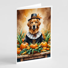 Load image into Gallery viewer, Golden Retriever Thanksgiving Greeting Cards Pack of 8