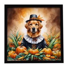 Load image into Gallery viewer, Golden Retriever Thanksgiving Framed Metal Print