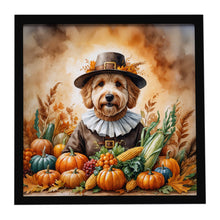 Load image into Gallery viewer, Goldendoodle Thanksgiving Framed Metal Print