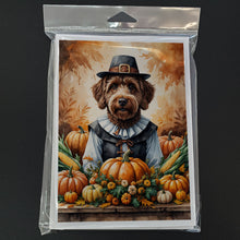 Load image into Gallery viewer, Chocolate Labradoodle Thanksgiving Greeting Cards Pack of 8