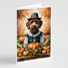 Load image into Gallery viewer, Chocolate Labradoodle Thanksgiving Greeting Cards Pack of 8