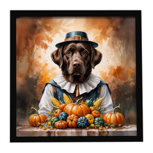 Load image into Gallery viewer, Chocolate Labrador Retriever Thanksgiving Framed Metal Print