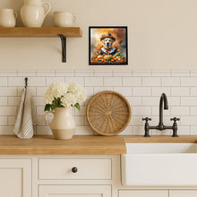 Load image into Gallery viewer, Yellow Labrador Retriever Thanksgiving Framed Metal Print