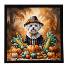 Load image into Gallery viewer, Maltese Thanksgiving Framed Metal Print
