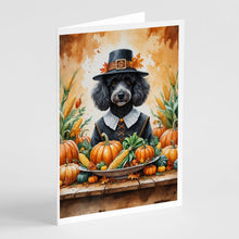 Load image into Gallery viewer, Black Poodle Thanksgiving Greeting Cards Pack of 8