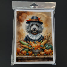 Load image into Gallery viewer, Grey Silver Poodle Thanksgiving Greeting Cards Pack of 8