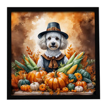 Load image into Gallery viewer, White Poodle Thanksgiving Framed Metal Print