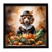 Load image into Gallery viewer, Poodle Thanksgiving Framed Metal Print