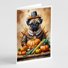Load image into Gallery viewer, Pug Thanksgiving Greeting Cards Pack of 8