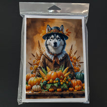 Load image into Gallery viewer, Siberian Husky Thanksgiving Greeting Cards Pack of 8