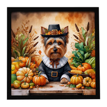 Load image into Gallery viewer, Yorkshire Terrier Thanksgiving Framed Metal Print