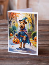 Load image into Gallery viewer, Airedale Terrier Halloween Trick or Treat Greeting Cards Pack of 8