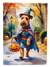 Load image into Gallery viewer, Airedale Terrier Halloween Trick or Treat Garden Flag