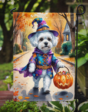 Load image into Gallery viewer, Bichon Frise Halloween Trick or Treat Garden Flag