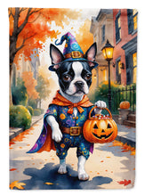 Load image into Gallery viewer, Boston Terrier Halloween Trick or Treat House Flag
