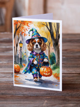 Load image into Gallery viewer, Cavalier Spaniel Halloween Trick or Treat Greeting Cards Pack of 8