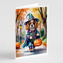 Load image into Gallery viewer, Cavalier Spaniel Halloween Trick or Treat Greeting Cards Pack of 8