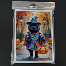 Load image into Gallery viewer, Black Chow Chow Halloween Trick or Treat Greeting Cards Pack of 8