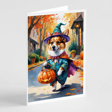 Load image into Gallery viewer, Corgi Halloween Trickor Treat Greeting Cards Pack of 8
