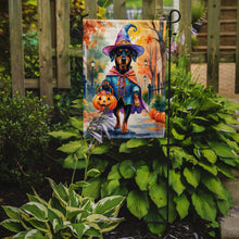 Load image into Gallery viewer, Doberman Pinscher Halloween Trick or Treat Garden Flag