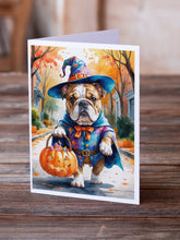 Load image into Gallery viewer, English Bulldog Halloween Trick or Treat Greeting Cards Pack of 8