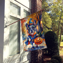 Load image into Gallery viewer, Black White French Bulldog Halloween Trick or Treat House Flag