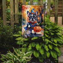 Load image into Gallery viewer, Black White French Bulldog Halloween Trick or Treat Garden Flag