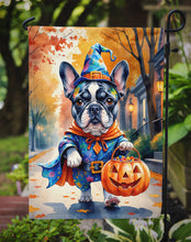 Load image into Gallery viewer, Black White French Bulldog Halloween Trick or Treat Garden Flag
